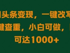 无脑搬砖头条号项目，日入700+的暴利玩法如何批量操作？